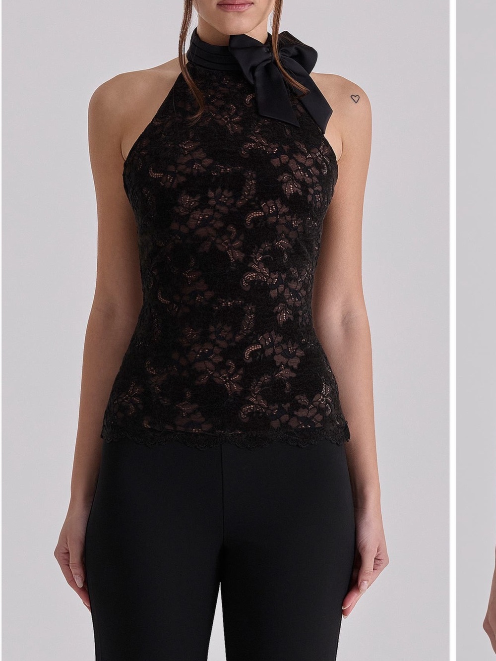 HOUSE OF CB Natalya Bow Halter Lace Top - Picture 1 of 7